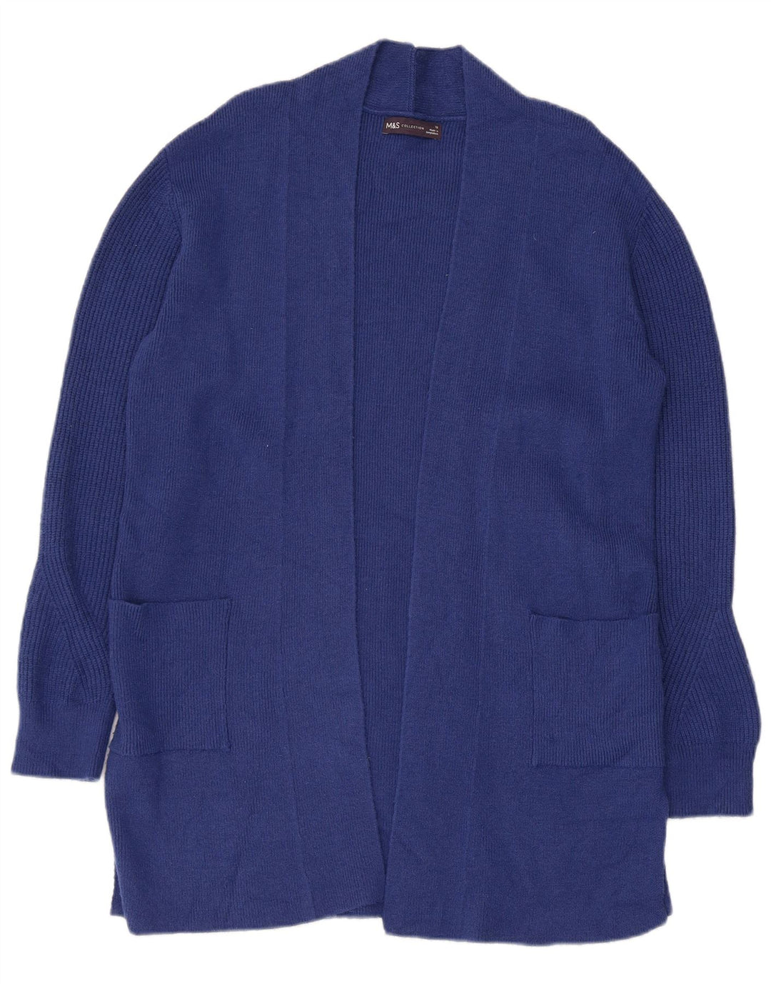 Marks & Spencer Damen Longline Open Cardigan Pullover UK 12 Mittelblau