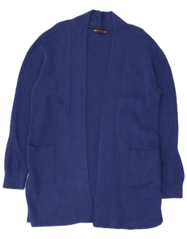 Marks & Spencer Damen Longline Open Cardigan Pullover UK 12 Mittelblau