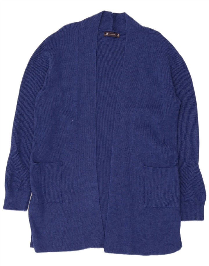 Marks & Spencer Damen Longline Open Cardigan Pullover UK 12 Mittelblau