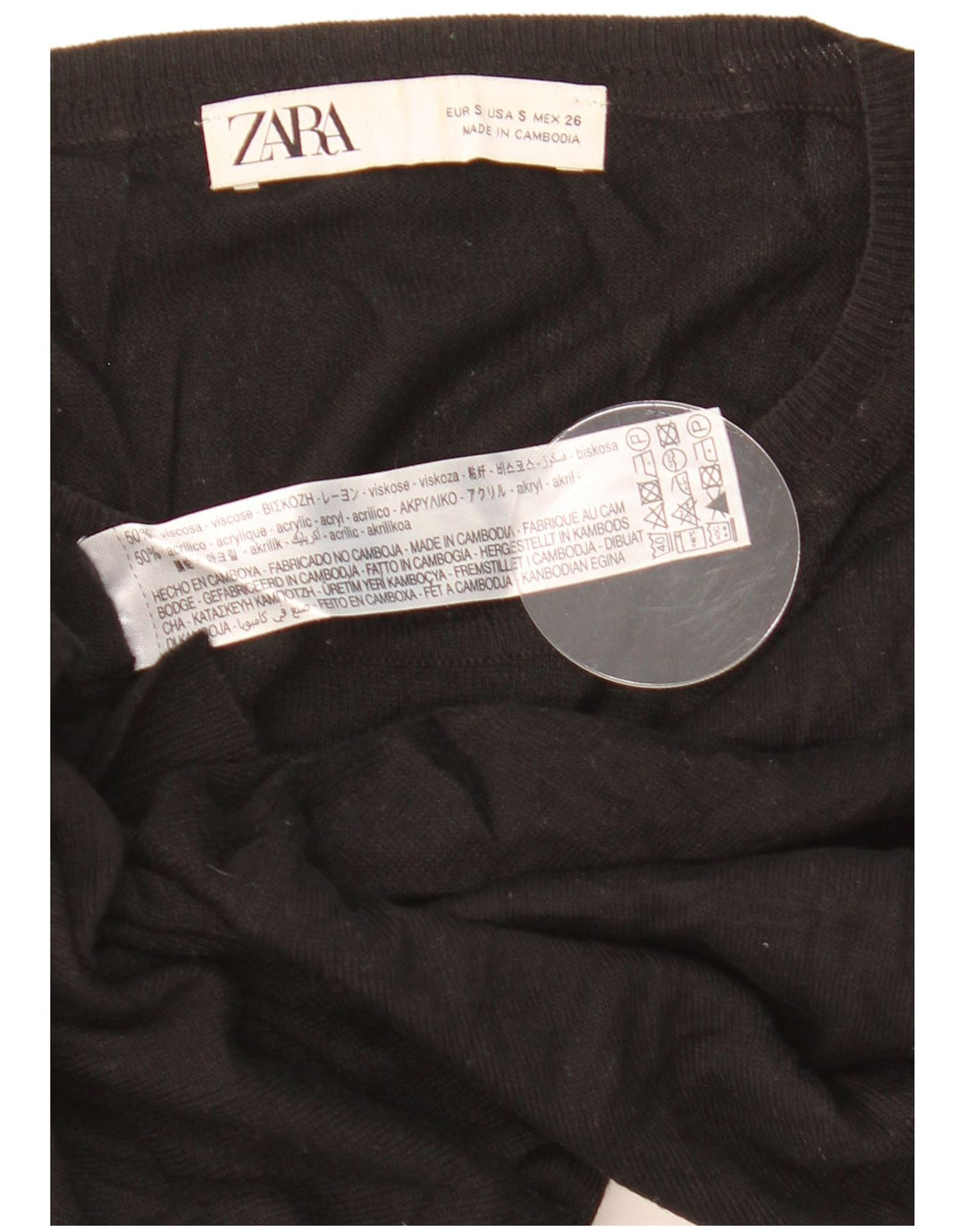 Zara Damen-Pullover, übergroß, Rundhalsausschnitt, Gr. 10, Größe S, schwarze Viskose