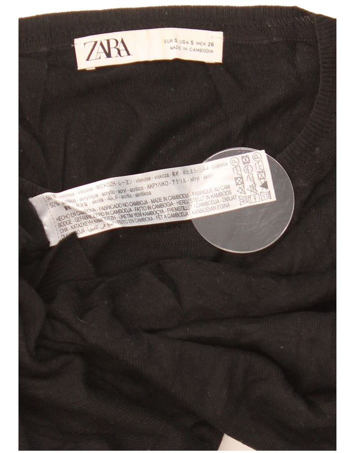 Zara Damen-Pullover, übergroß, Rundhalsausschnitt, Gr. 10, Größe S, schwarze Viskose