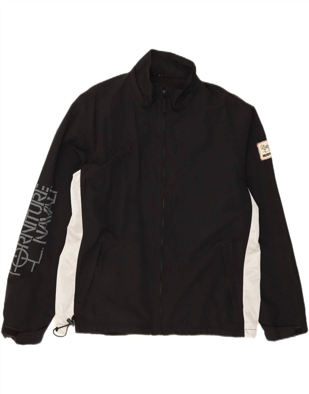 MURPHY & NYE Mens Hooded Tracksuit Top Jacket Large Black Colourblock Vintage Murphy & Nye and Second-Hand Murphy & Nye from Messina Hembry 