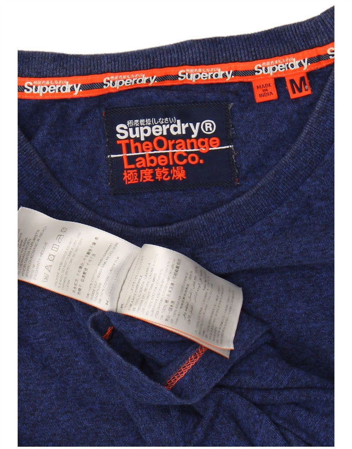 SUPERDRY Herren T-Shirt-Oberteil aus mittelblau gesprenkelter Baumwolle