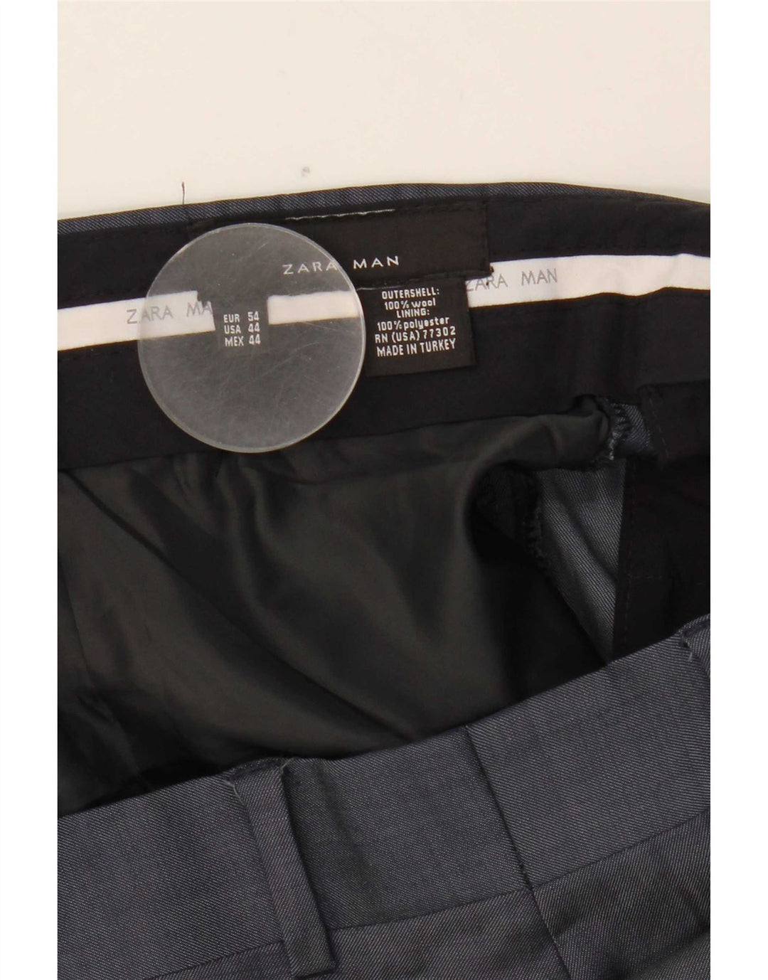 Gerade Anzughose für Herren von Zara, W44, L31, marineblaue Wolle