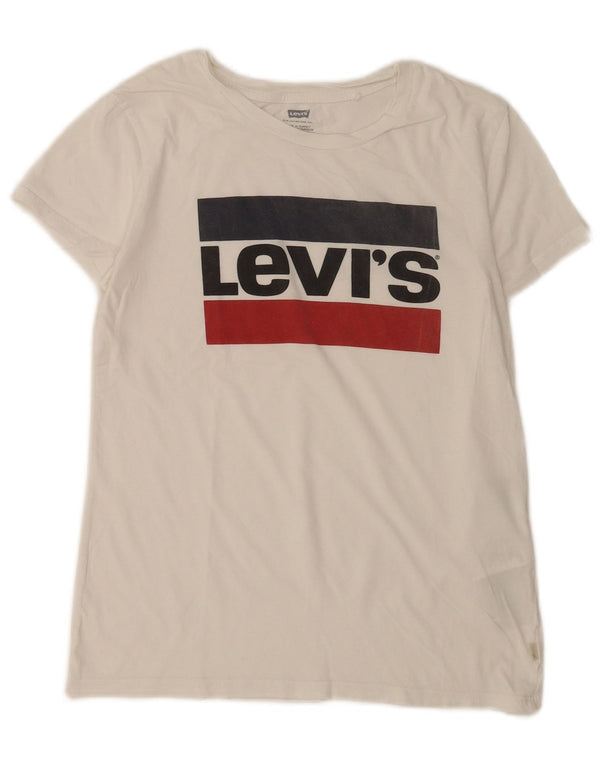Levi's Damen-T-Shirt mit Grafik, UK 6 XS, weiße Baumwolle