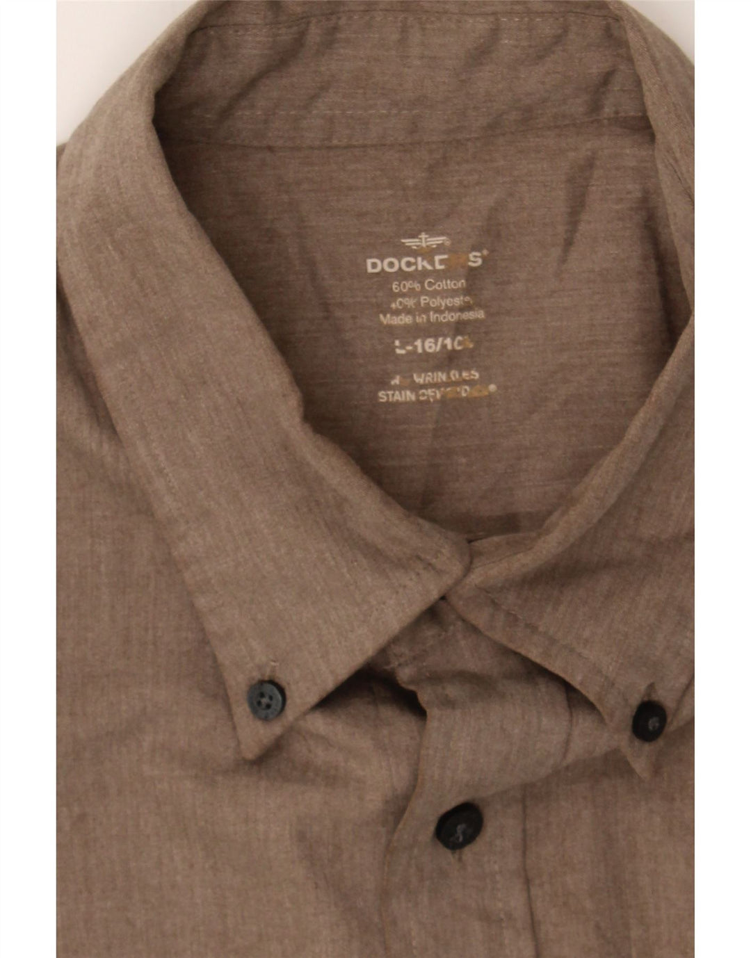 DOCKERS Mens Shirt Size 16 Large Brown Cotton Vintage Dockers and Second-Hand Dockers from Messina Hembry 