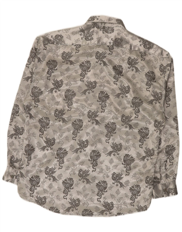 TIPO' S Mens Abstract Pattern Shirt Medium Grey
