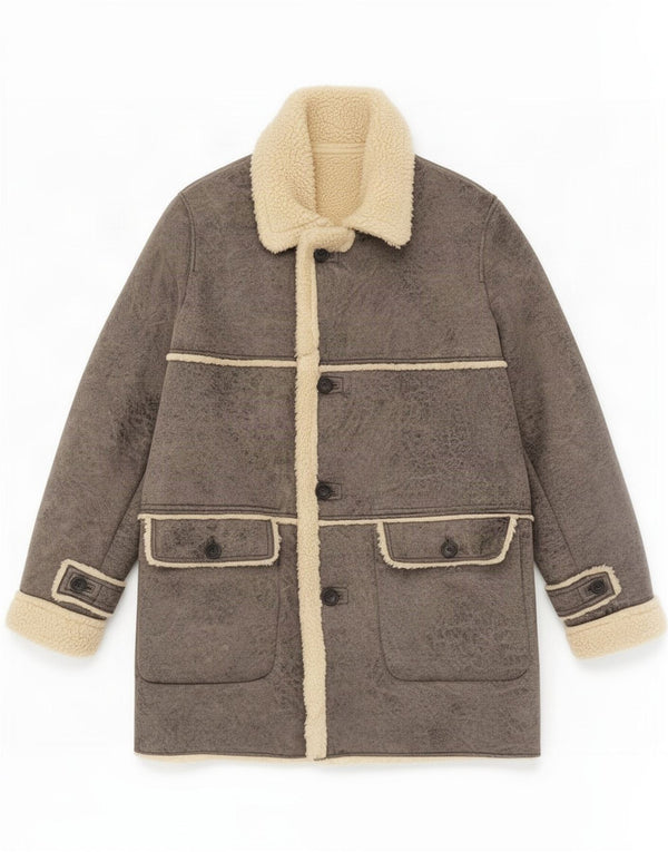 Zara Herren Sherpa Mantel UK 44 2XL Grau