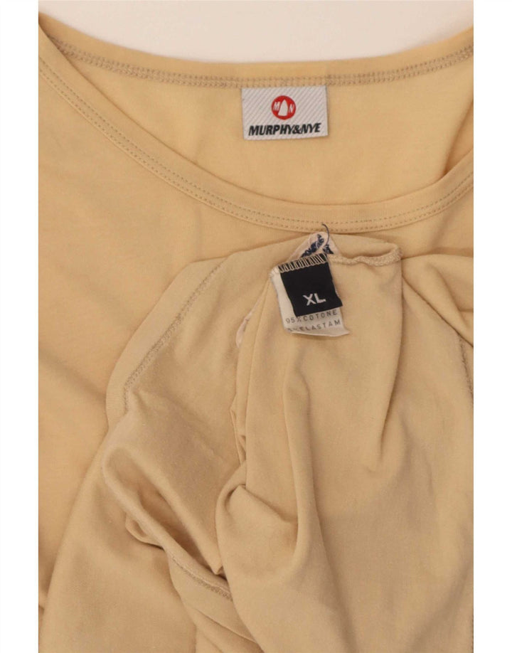 Murphy & Nye Damen Top Langarm UK 18 XL Beige Baumwolle