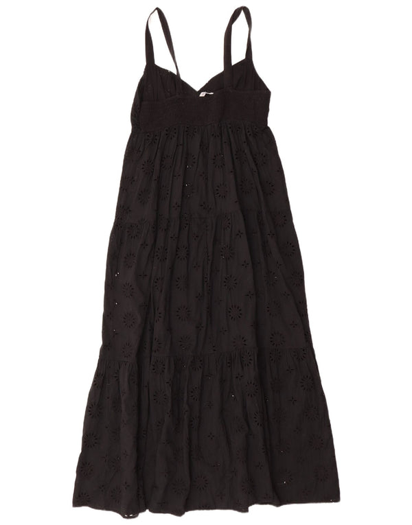 Zara Damen Ärmelloses Maxikleid UK 12 Medium Schwarz