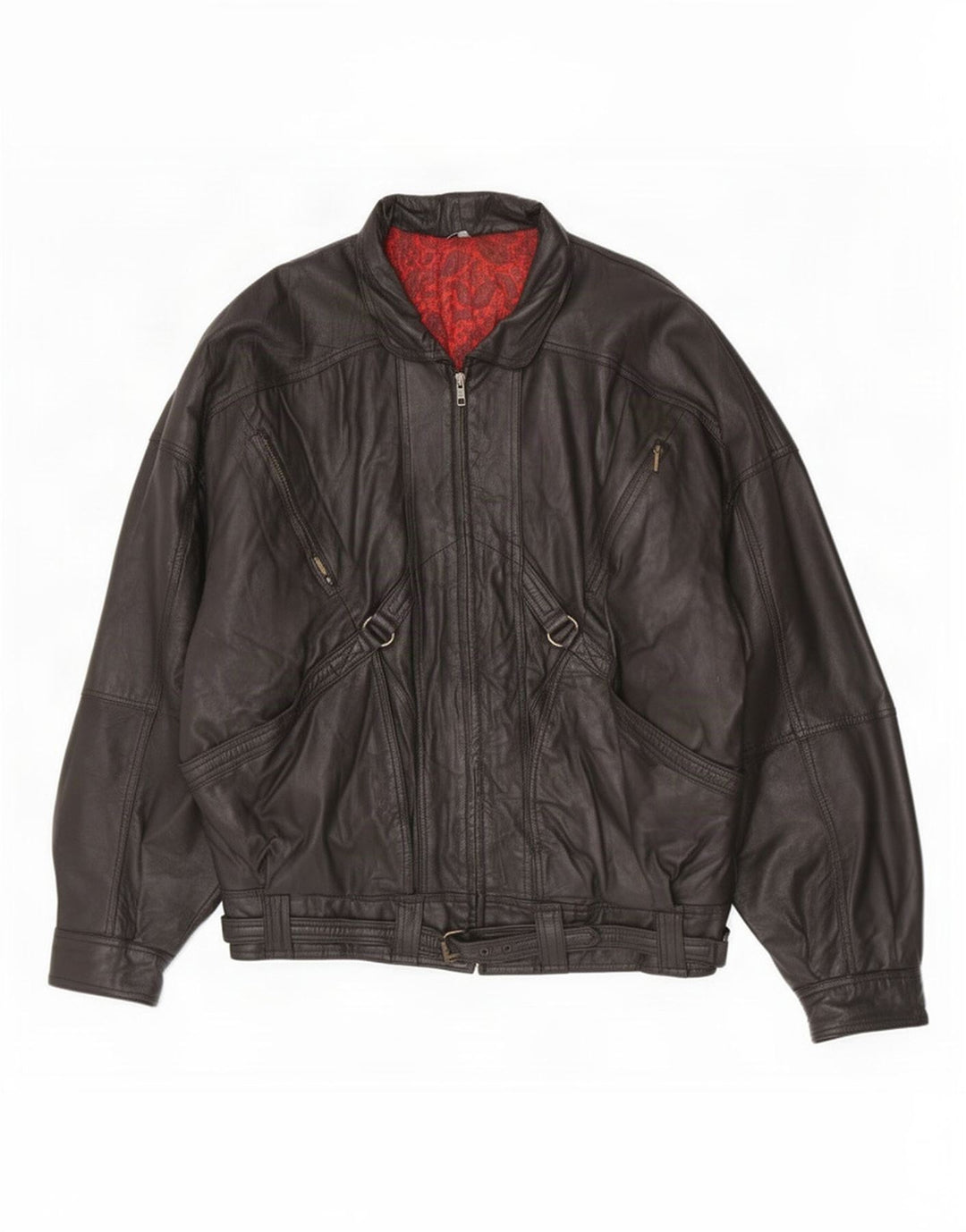Vintage Herren Lederjacke IT 52 XL Schwarz