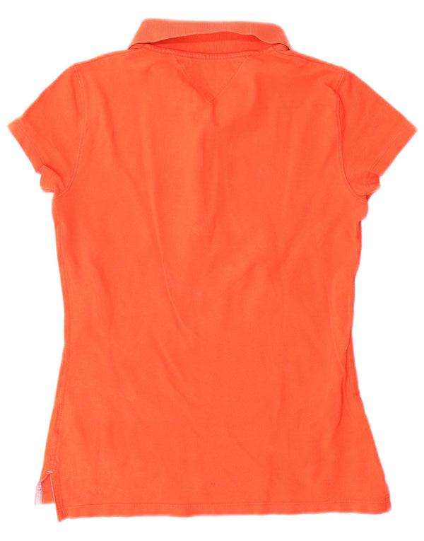 Tommy Hilfiger Damen Slim Fit Poloshirt UK 10 Small Orange Baumwolle
