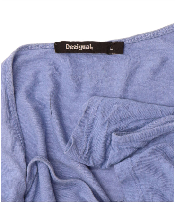 Desigual Damen Graphic Off Shoulder Top UK 16 Large Blue Floral