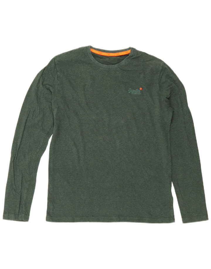Superdry Herren-Oberteil, langärmelig, klein, grüne Baumwolle
