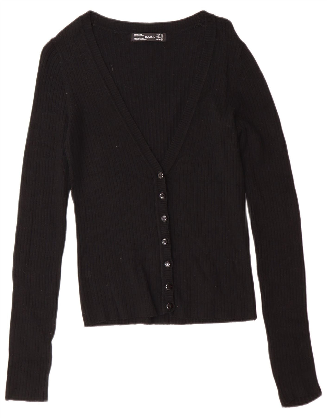 Zara Damen-Cardigan-Pullover UK 12 Medium Black Rayon