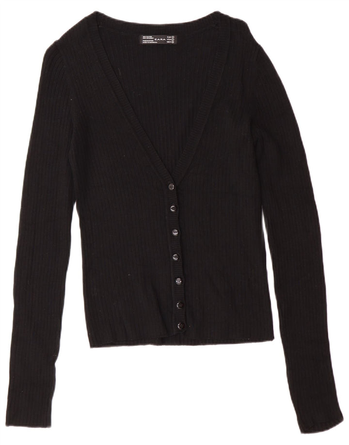 Zara Damen-Cardigan-Pullover UK 12 Medium Black Rayon