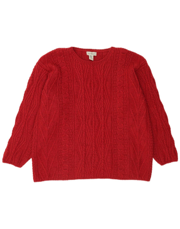 L.L.Bean Damen-Pullover mit Rundhalsausschnitt, UK 18, XL, rote Wolle