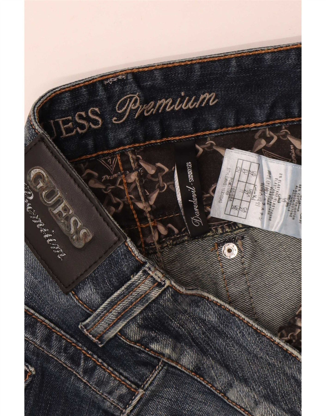 Guess Damen Distressed Slim Jeans W29 L32 Blaue Baumwolle