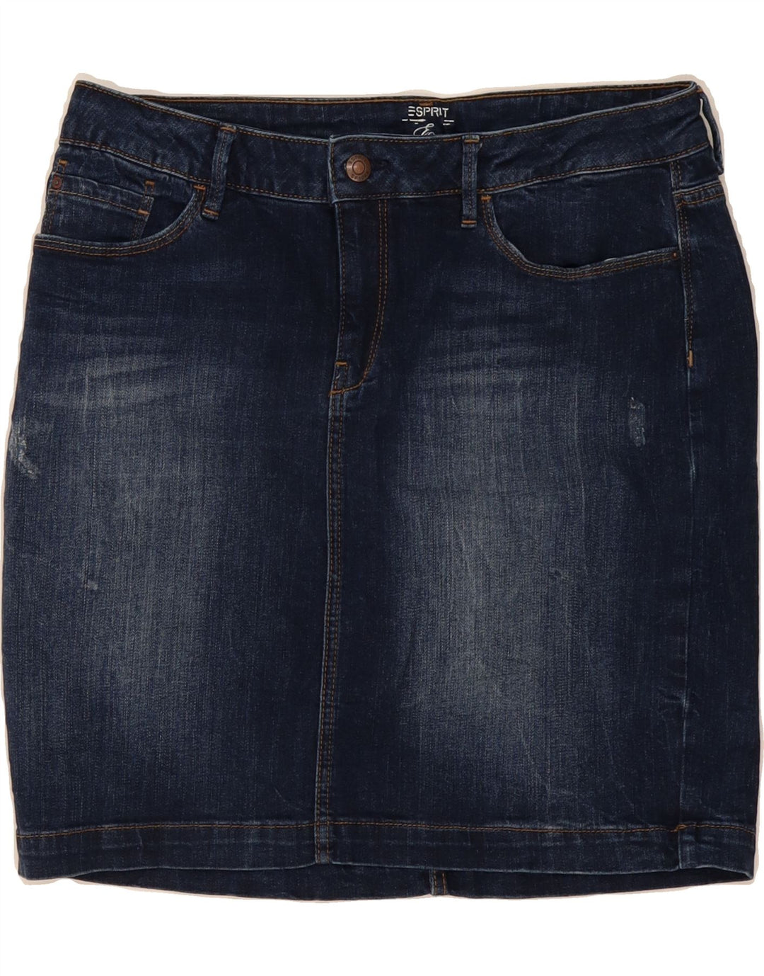 ESPRIT Womens Denim Skirt W32 Large Navy Blue Cotton Vintage Esprit and Second-Hand Esprit from Messina Hembry 