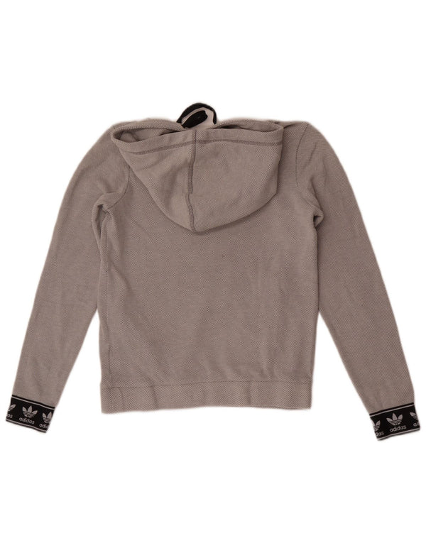 Adidas Damen Graphic Hoodie Pullover UK 8 Small Graue Colourblock-Baumwolle