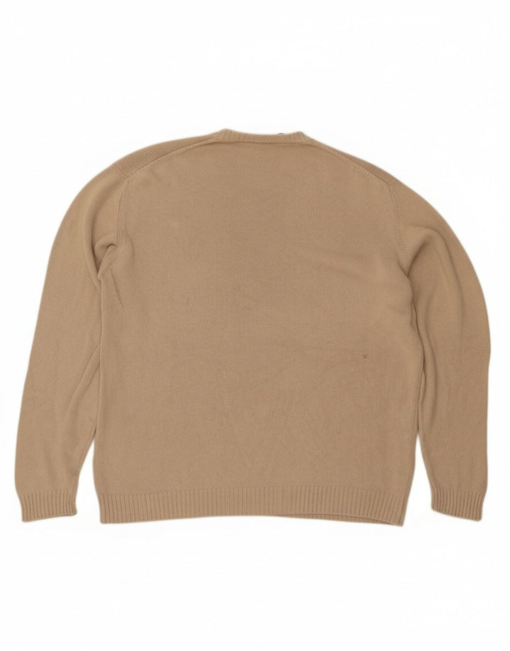 Trussardi Herren-Pullover mit V-Ausschnitt, groß, beige Baumwolle