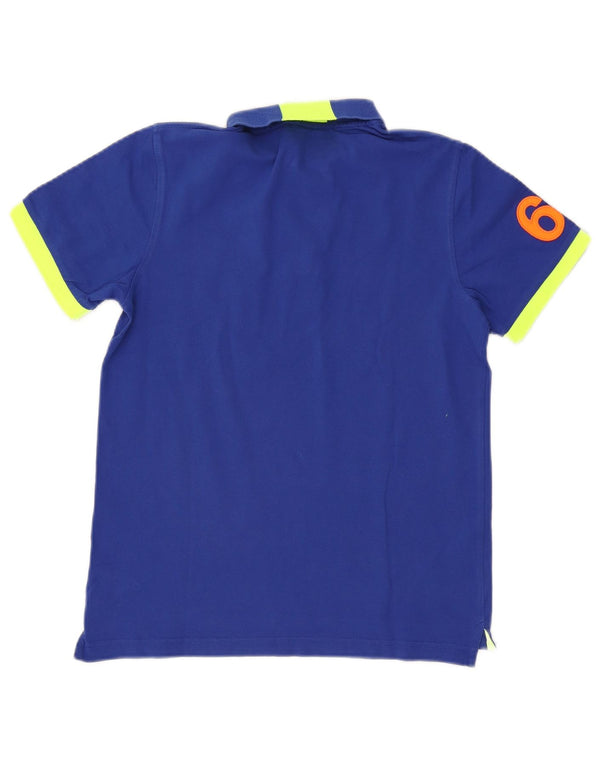 Sun68 Jungen-Poloshirt mit Grafik, 13–14 Jahre, blaue Farbblock-Baumwolle