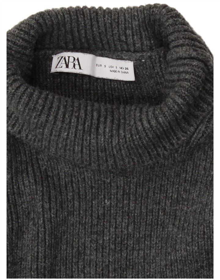 Langer Rollkragenpullover für Damen von Zara, Gr. 8, Größe S, Grau, Acryl