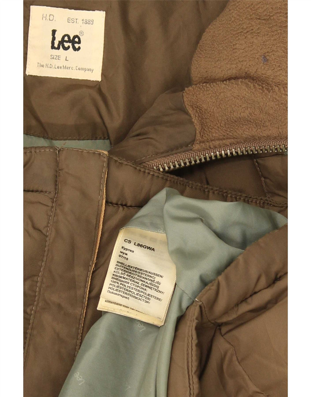 Lee Herren-Jacke mit Kapuze, gepolstert, UK 40, Größe L, braun, Polyester