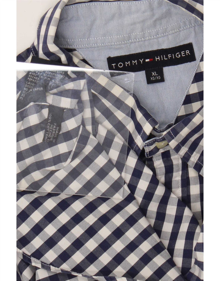 Tommy Hilfiger Herrenhemd XL, Marineblau, Gingham-Baumwolle