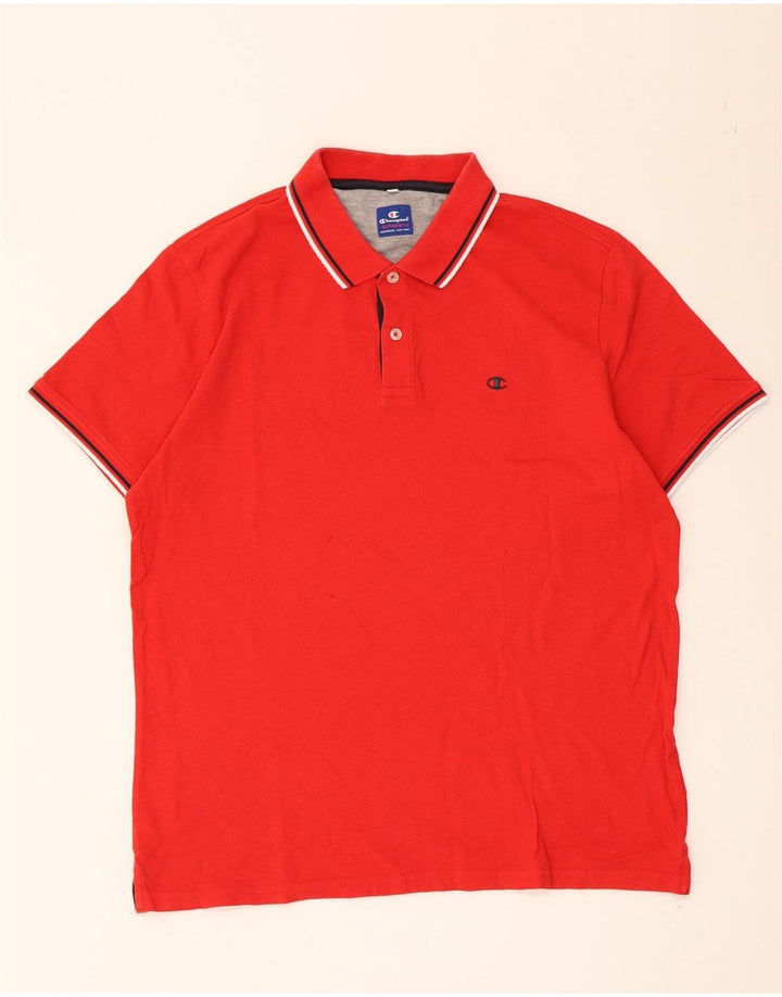 Champion Herren-Poloshirt, groß, rot gestreift, Baumwolle