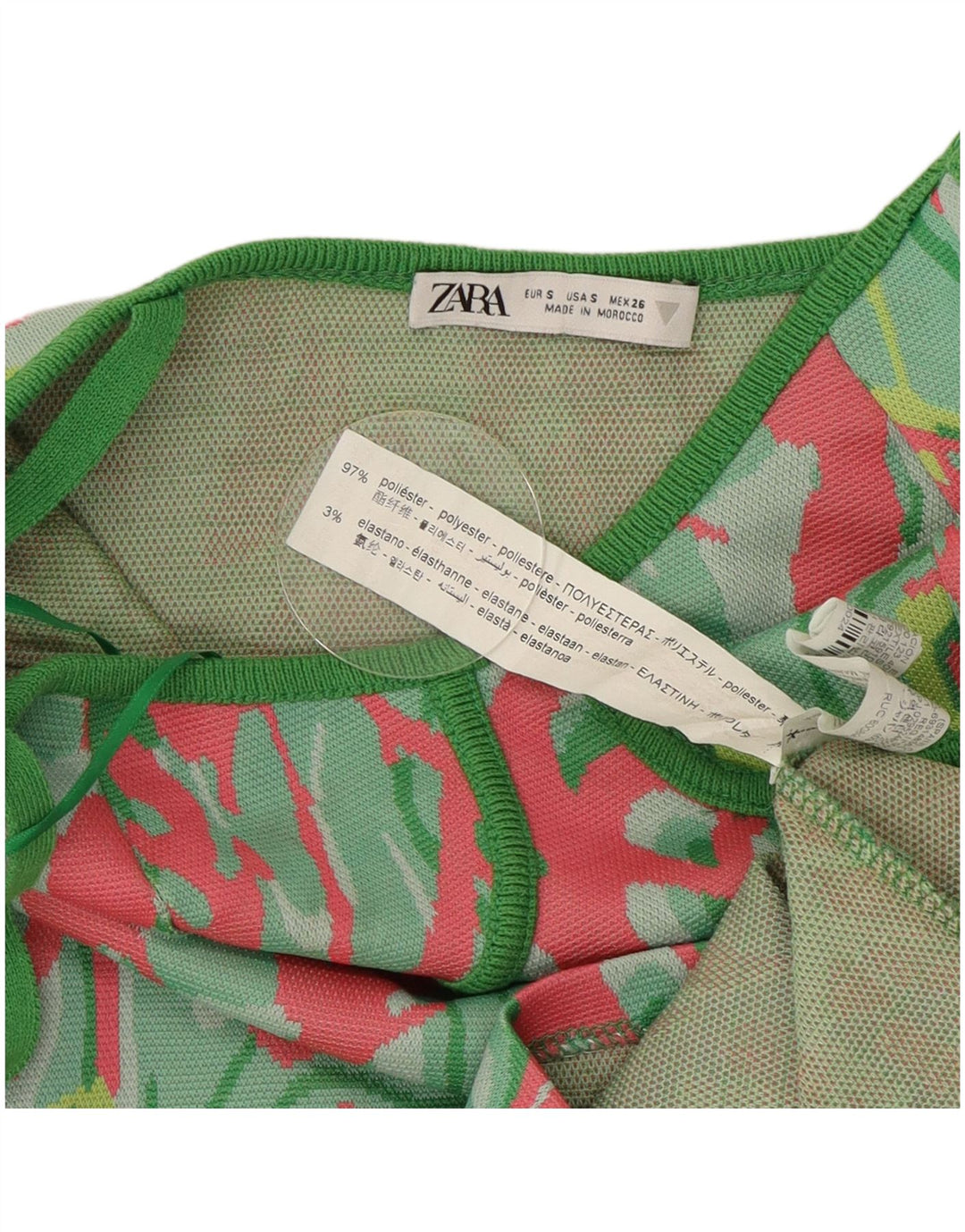 Zara Damen-Etuikleid mit abstraktem Muster, Größe S, mehrfarbig