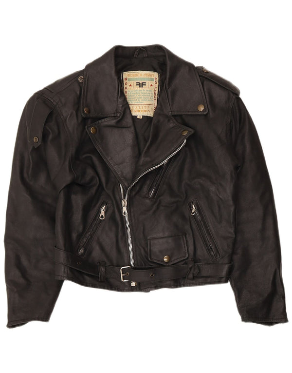 Roberta Ferrini Damen Leder Bikerjacke IT 46 Large Schwarz