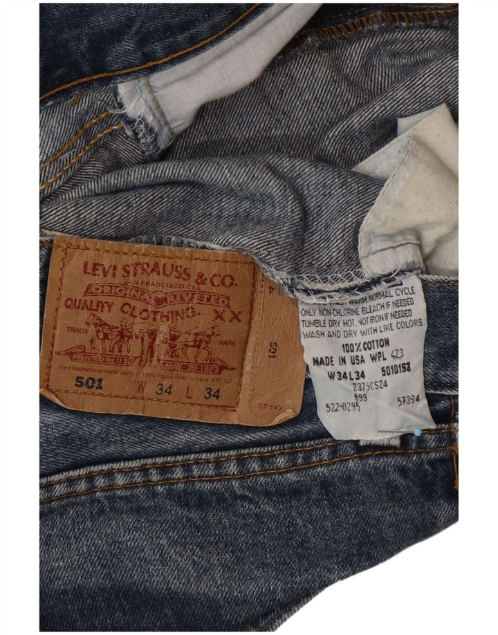 LEVI'S Herren 501 Denim Shorts W34 Große blaue Baumwolle