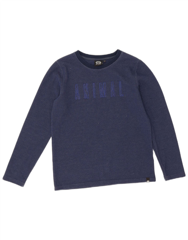 Animal-Grafik-Oberteil für Jungen, langärmlig, 11–12 Jahre, marineblaues Polyester