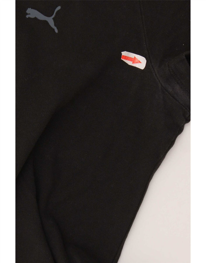 Puma Damen Poloshirt UK 14 Large Schwarz Baumwolle
