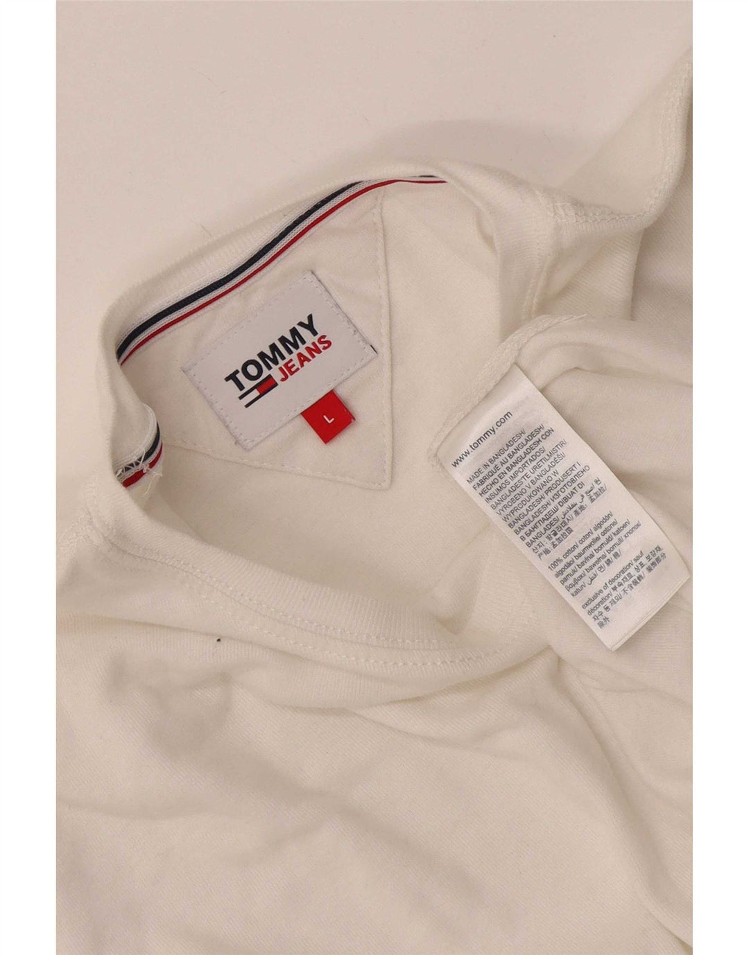 Tommy Hilfiger Herren-Top, langärmelig, groß, weiße Baumwolle