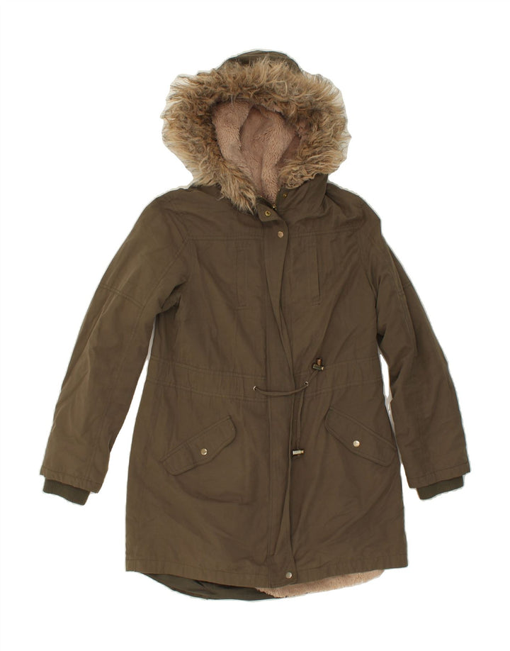 OASIS Womens Hooded Parka Jacket UK 10 Small Khaki Polyester Vintage Oasis and Second-Hand Oasis from Messina Hembry 