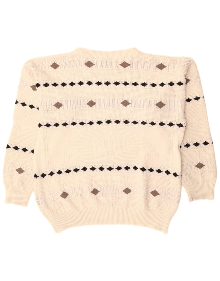 Vintage Herren Rundhalspullover Pullover XL Weiß Argyle/Diamant