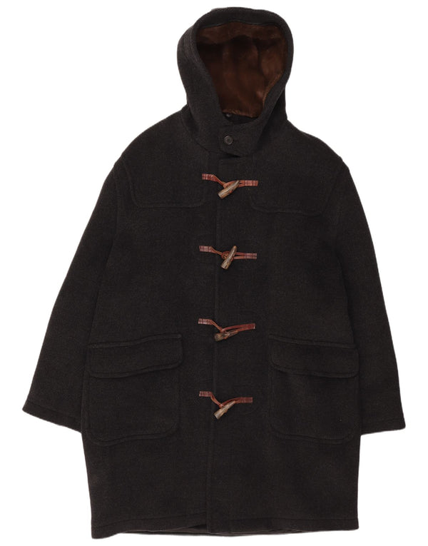 Moorbrook Herren-Dufflecoat mit Kapuze IT 52 XL, schwarze Wolle