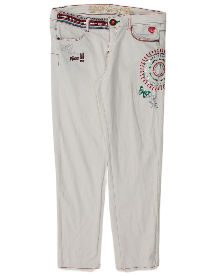 DESIGUAL Womens Straight Jeans W32 L27  White