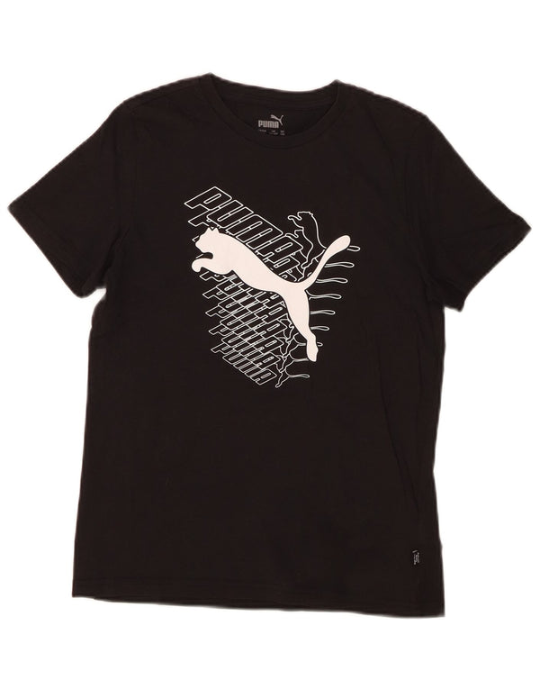 Puma Jungen T-Shirt mit Grafik, 11–12 Jahre, schwarze Baumwolle