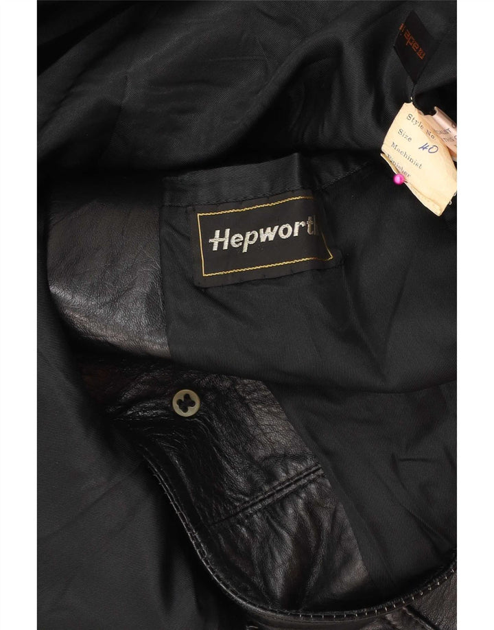 Vintage Herren 2 Knopf Leder Blazer Jacke UK 40 Large Schwarz