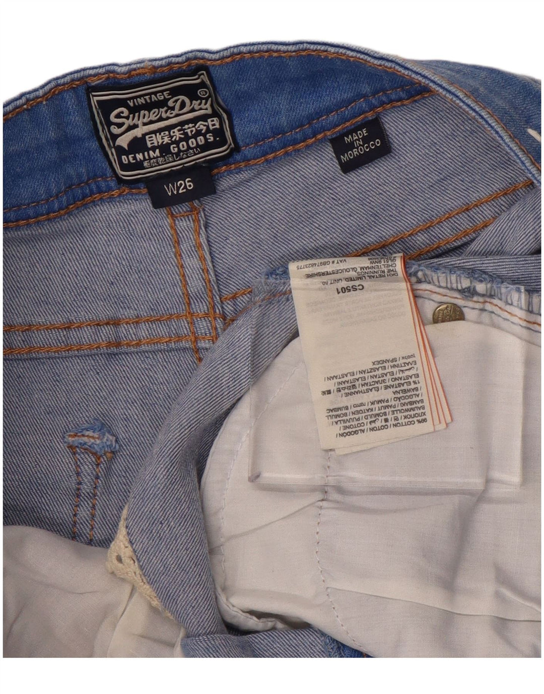 SUPERDRY Damen Jeansshorts W26 Small Blau Baumwolle