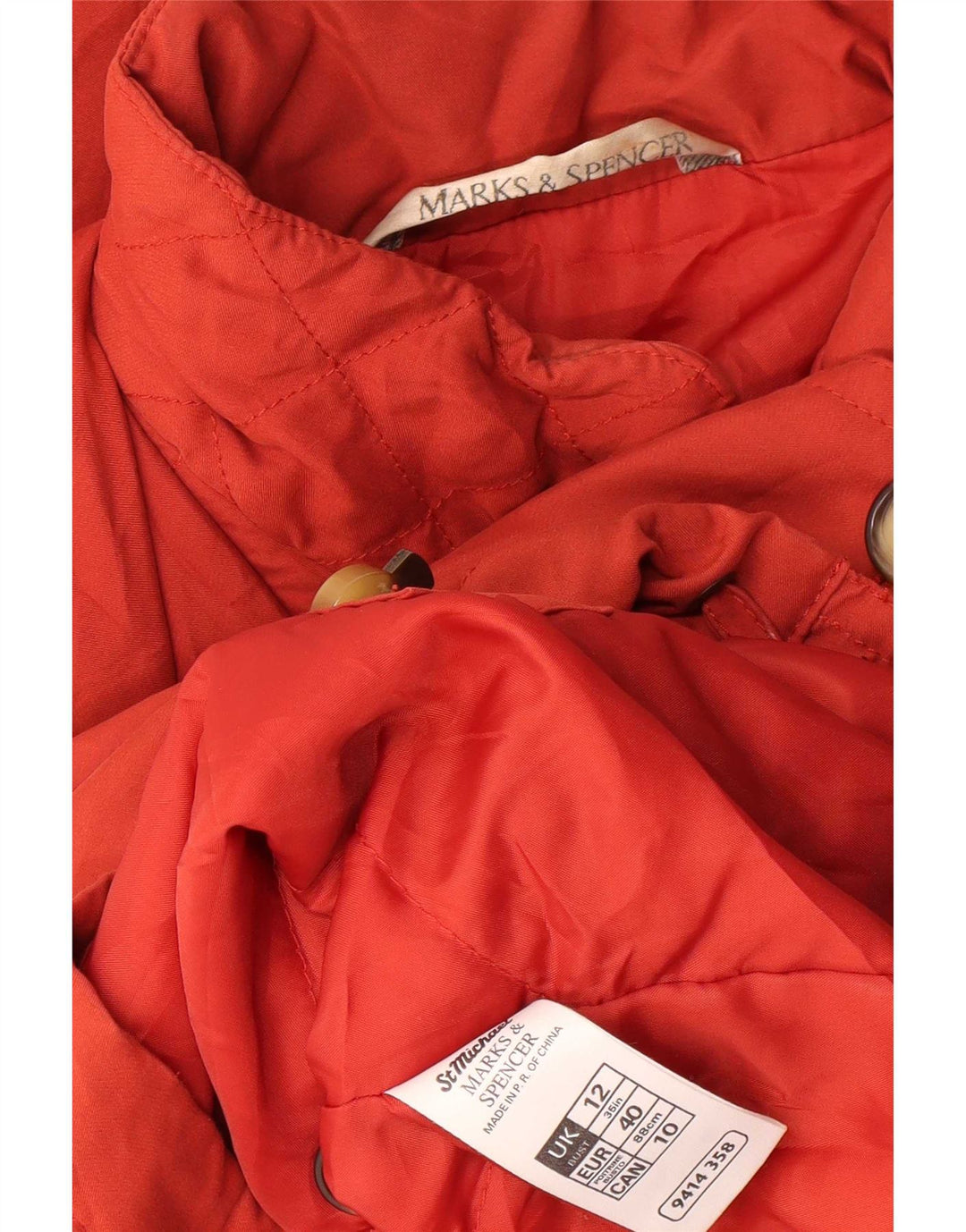 Marks & Spencer Damen-Windbreaker-Mantel mit Kapuze, UK 12, Mittelorange