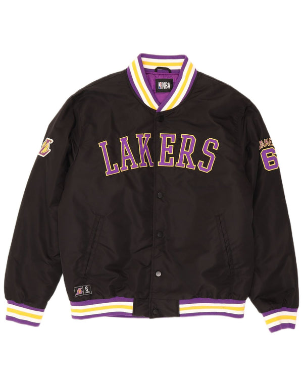 NBA Herren Los Angeles Lakers Varsity Jacke UK 40 Large Schwarz gestreift