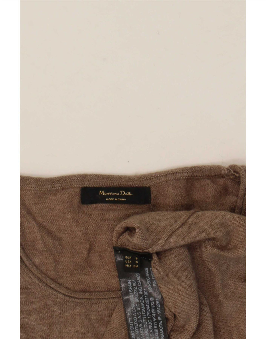 Massimo Dutti Damen-Pullover mit Rundhalsausschnitt, Gr. 10, Größe S, Braun
