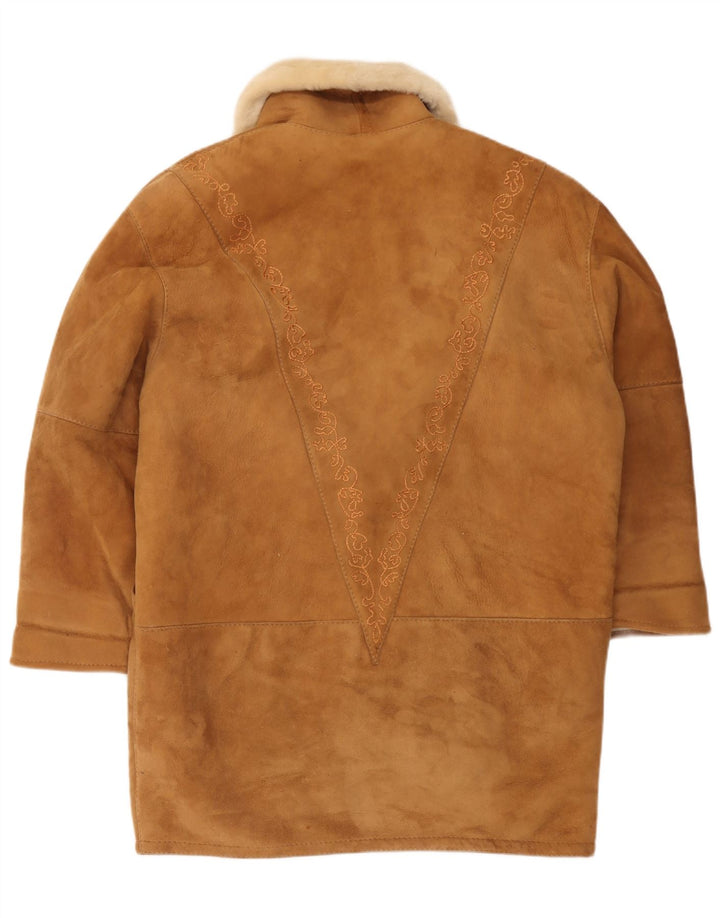 Vintage Damen Übergroßer Lammfellmantel IT 44 Mittelbraunes Lammfell