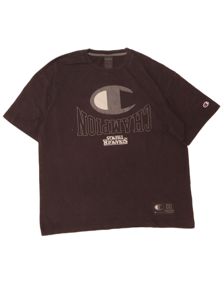 Champion Herren Stranger Things Grafik-T-Shirt-Oberteil XL Schwarz
