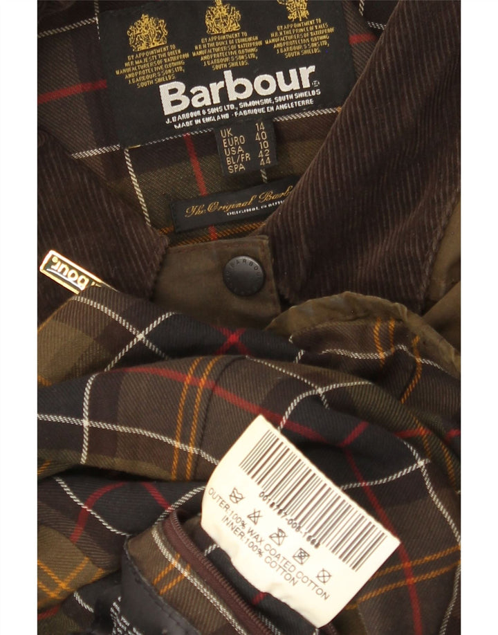 BARBOUR Damenjacke aus gewachster Baumwolle, UK 14, große Khaki-Baumwolle