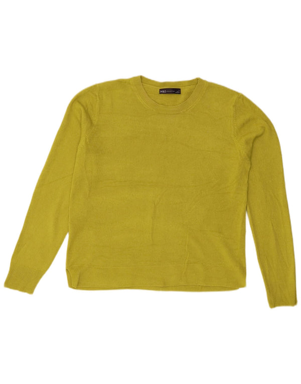 Marks & Spencer Womens Crew Neck Jumper Sweater UK 12 Medium Green Acrylic
